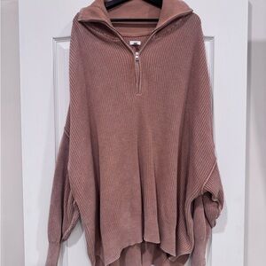 Aerie Beyond Quarter Zip Sweater Brown XXL